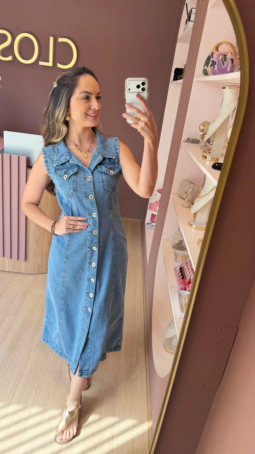 Vestido Jeans Midi