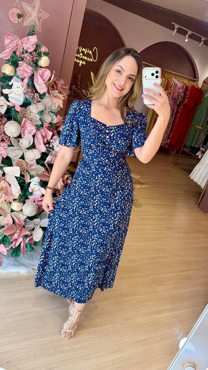 Vestido Cris Manga Midi