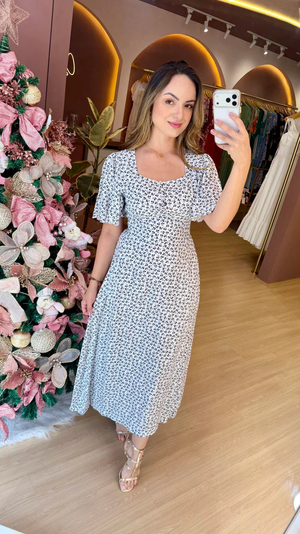 Vestido Cris Manga Midi