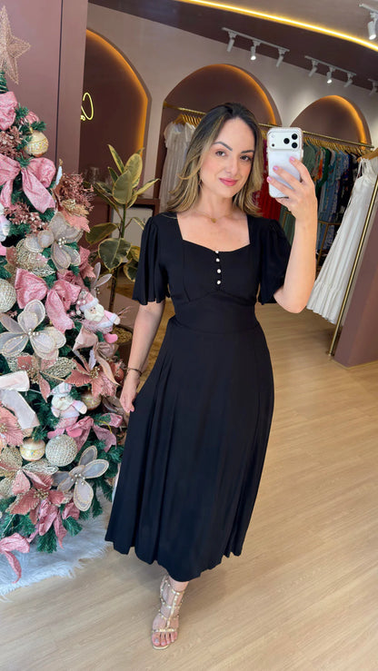 Vestido Cris Manga Midi