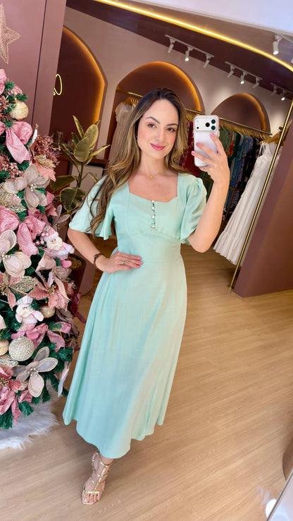 Vestido Cris Manga Midi