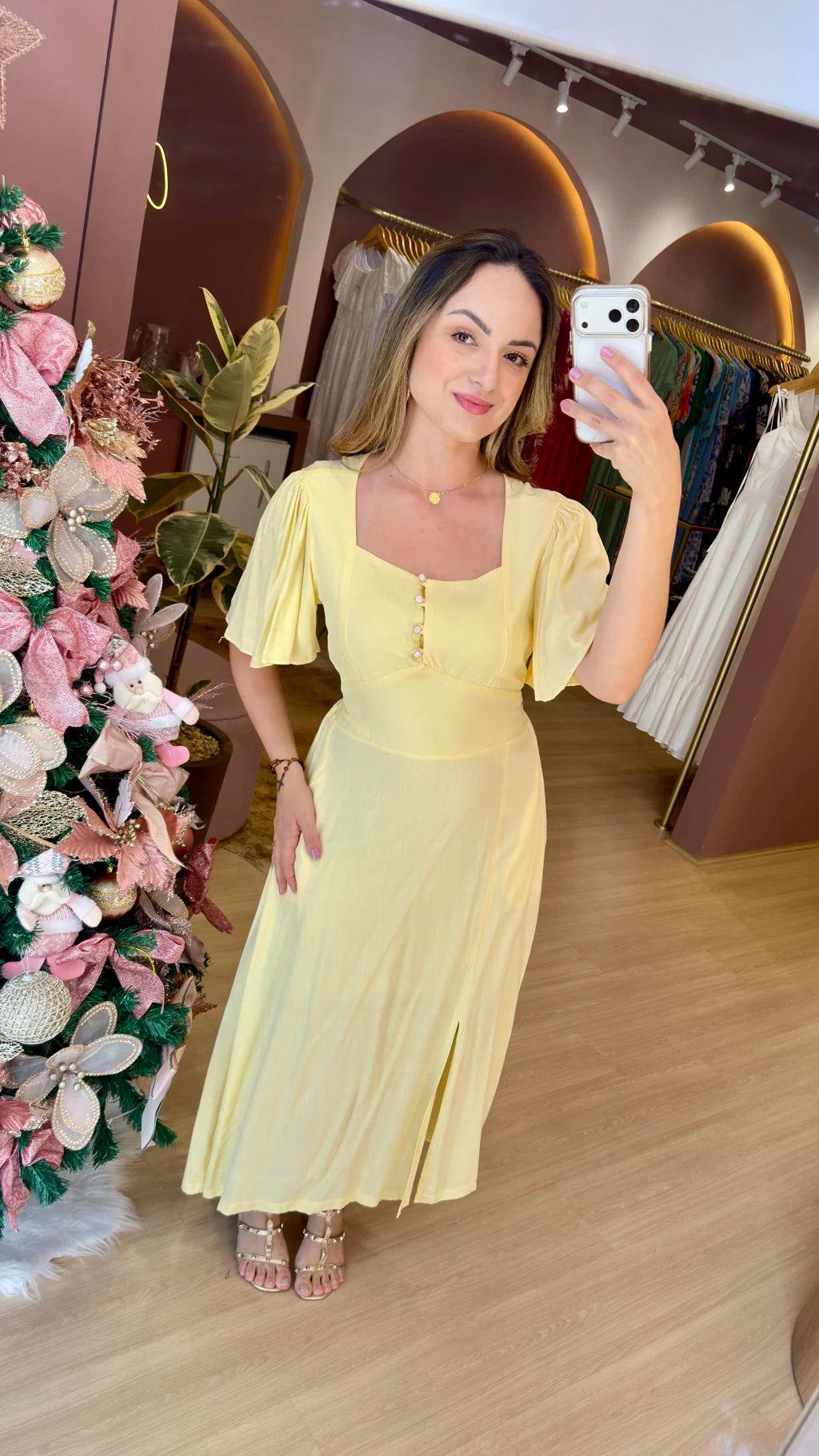 Vestido Cris Manga Midi